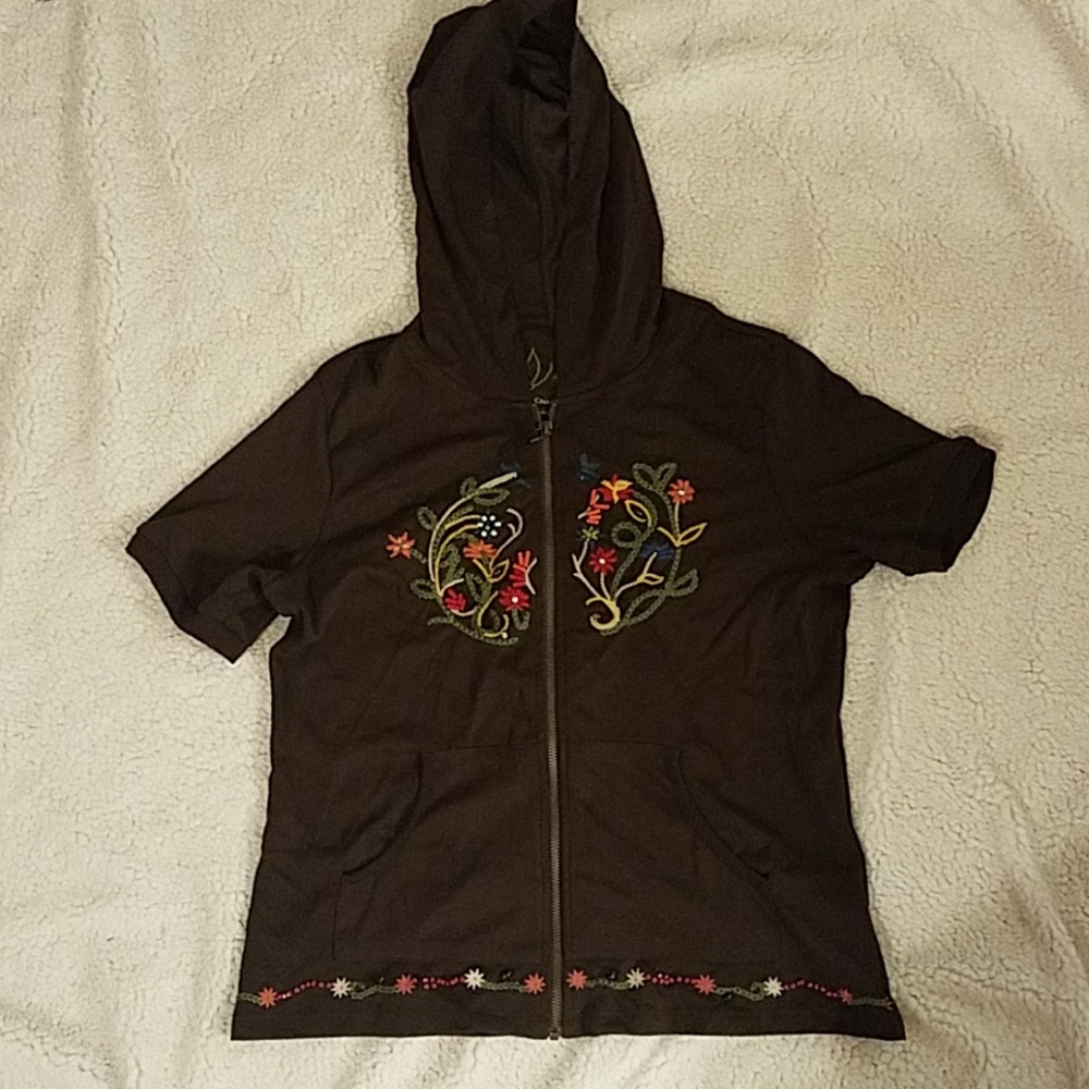 Charter club Brown short sleeves hoodie size M